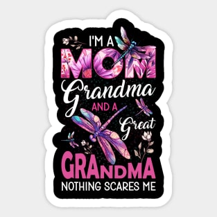 Dragonfly I'm a Mom Grandma and a Great Grandma Sticker